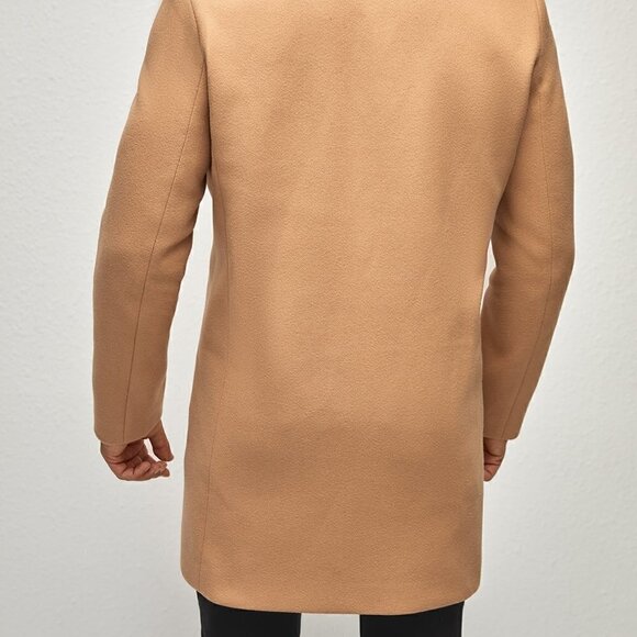 Khaki Preppy Mens Double Breasted Slant Pocket Overcoat - Picture 5 of 5